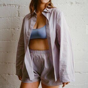 Kit Undergarments: French Stripe Sleep Shirt & Boxer Shorts Set